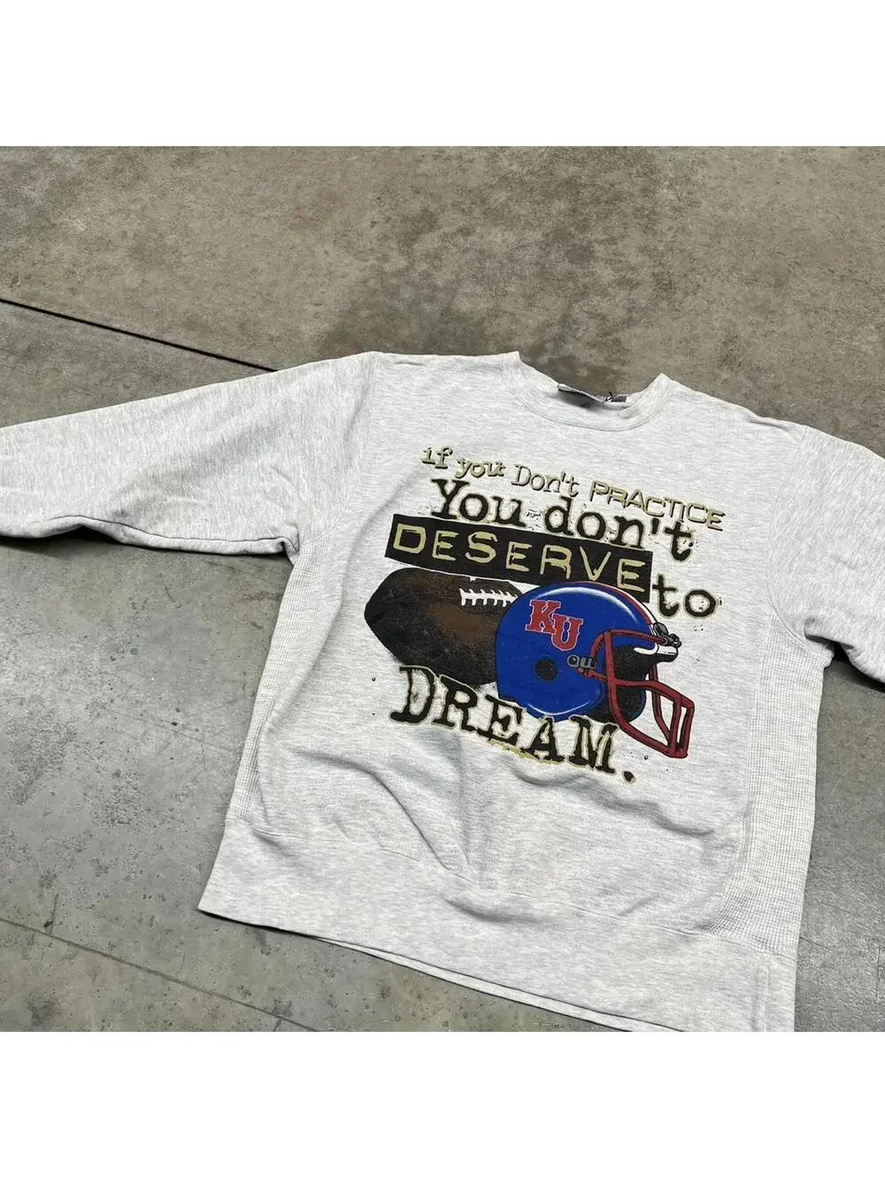 vintage you dont deserve to dream kansas university jayhawks collegiate crewneck
